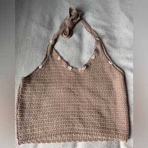 Sincerely Jules Tan Knit Camisole with Button‎ Accents